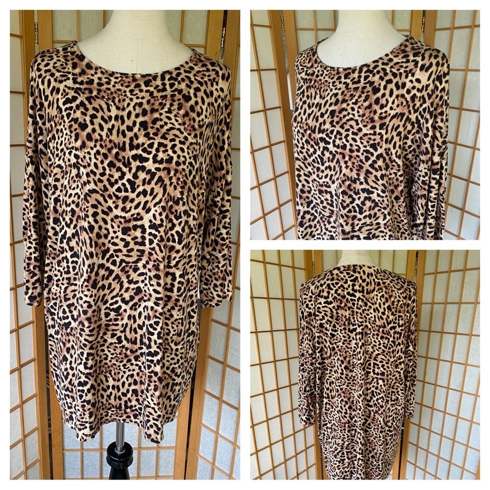 💲 Chico’s Stretch Animal Print Tunic Top SZ Chico’s 2P (L)